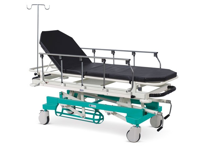 Emergency & Recovery Trolley (Height on Screw Mechanism & Collapsible Railings)  with suitable Mattress