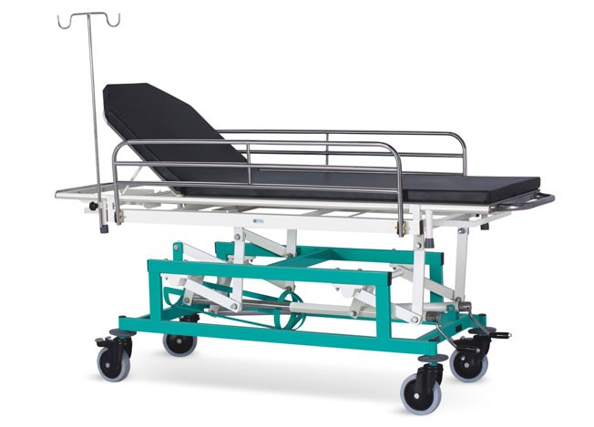 Emergency & Recovery Trolley (Height on Screw Mechanism & Swing Away type Railings)  with suitable Mattress