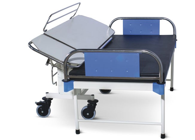 Patient Shifting Trolley - One End Folding, Tiltable Top and SS Roller (MS Framework)