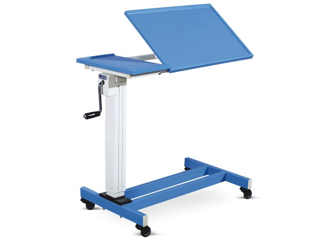 Overbed Table - Two section Membrane Top (Height on Geared handle)       