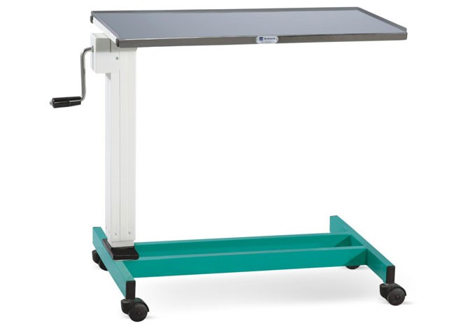 Overbed Table - Plain Stainless steel Top (Height on Geared handle)  