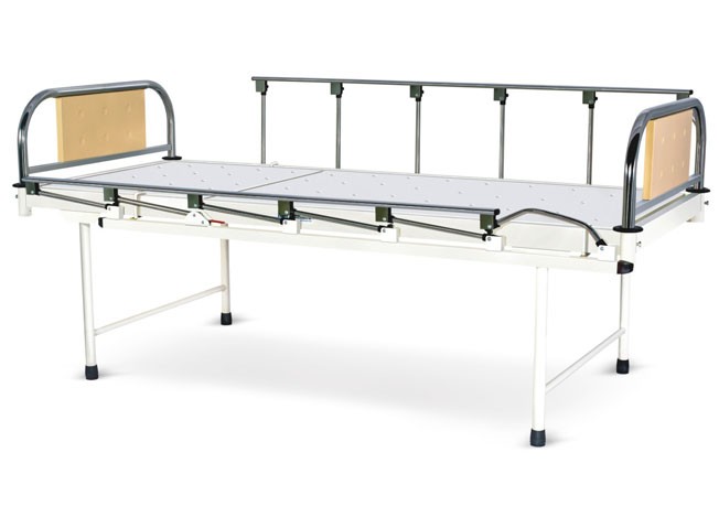 Plain Bed With SS Head and Foot boards with Colored Metal Panels and Collapsible railings