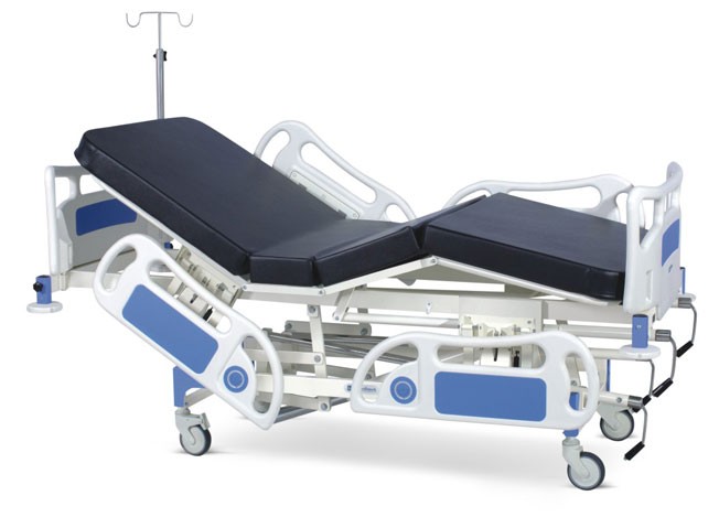 Manually Operated ICU Bed With Polymer Head and Foot boards, Polymer railings, Mattress and Castors