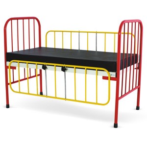 Pediatric Bed With MS Bows , Full length drop side railings and Mattress